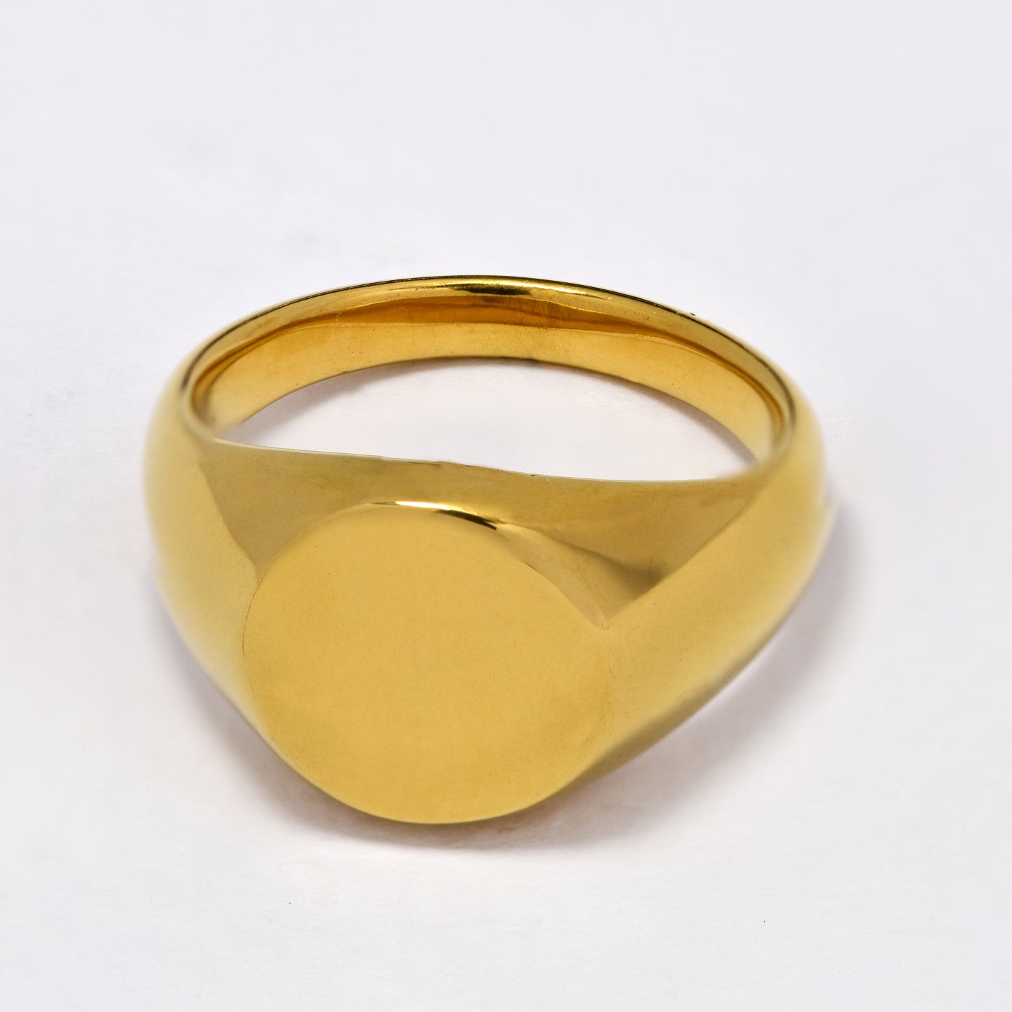 Stainless steel round gold signet ring - ABSSR272-R.TW