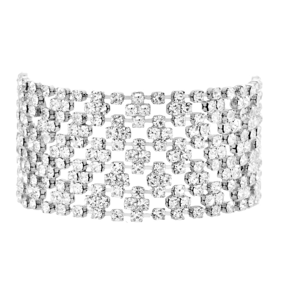 Fashion crystal cut diamond mesh broad bracelet - ABB2027