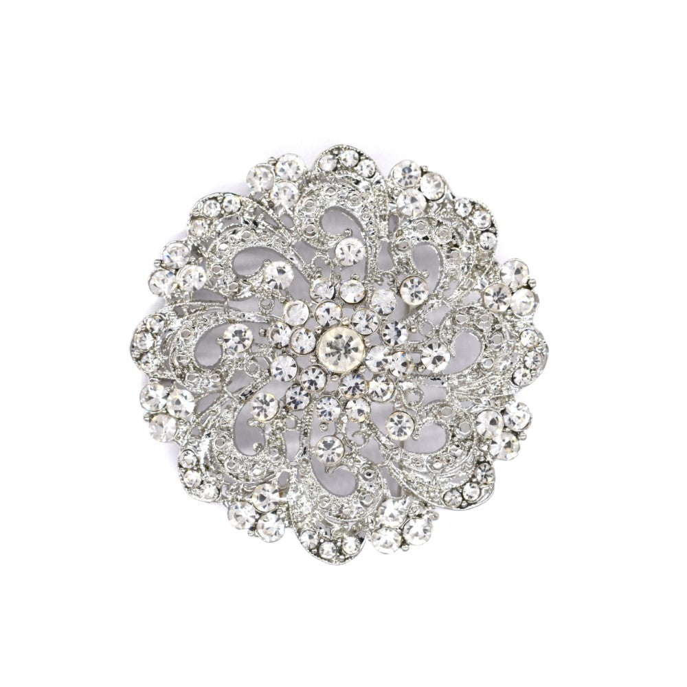 Fashion Crystal large round filigree brooch - ABBR1012