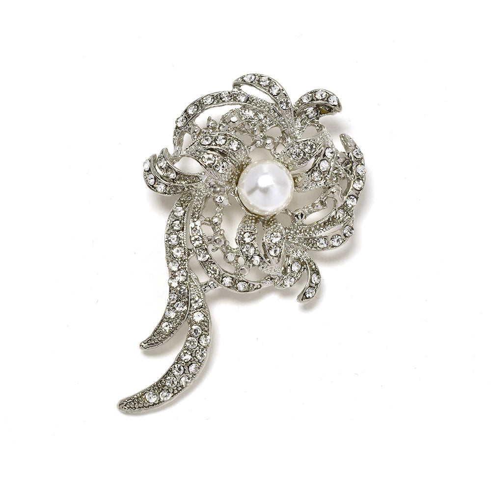 ABBR1020 - Fashion pearl & crystal brooch