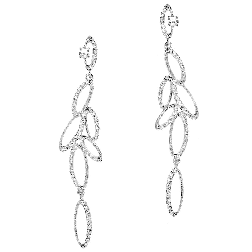 Fashion crystal open oval stacked statement earring - ABE2021