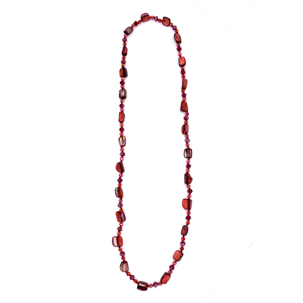 Fashion red shell long length necklace - ABN1151A