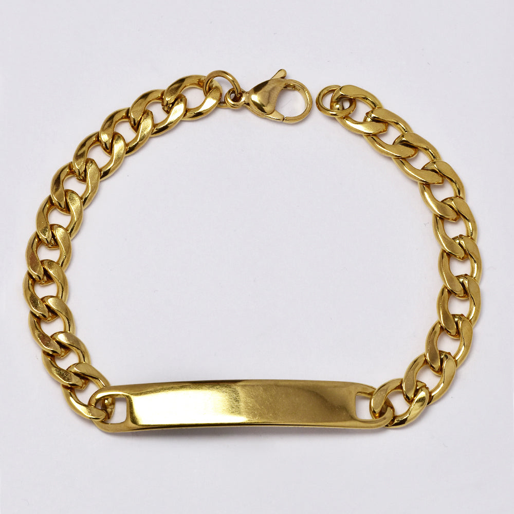 Stainless steel gold plated ID curb bracelet - ABSSB169