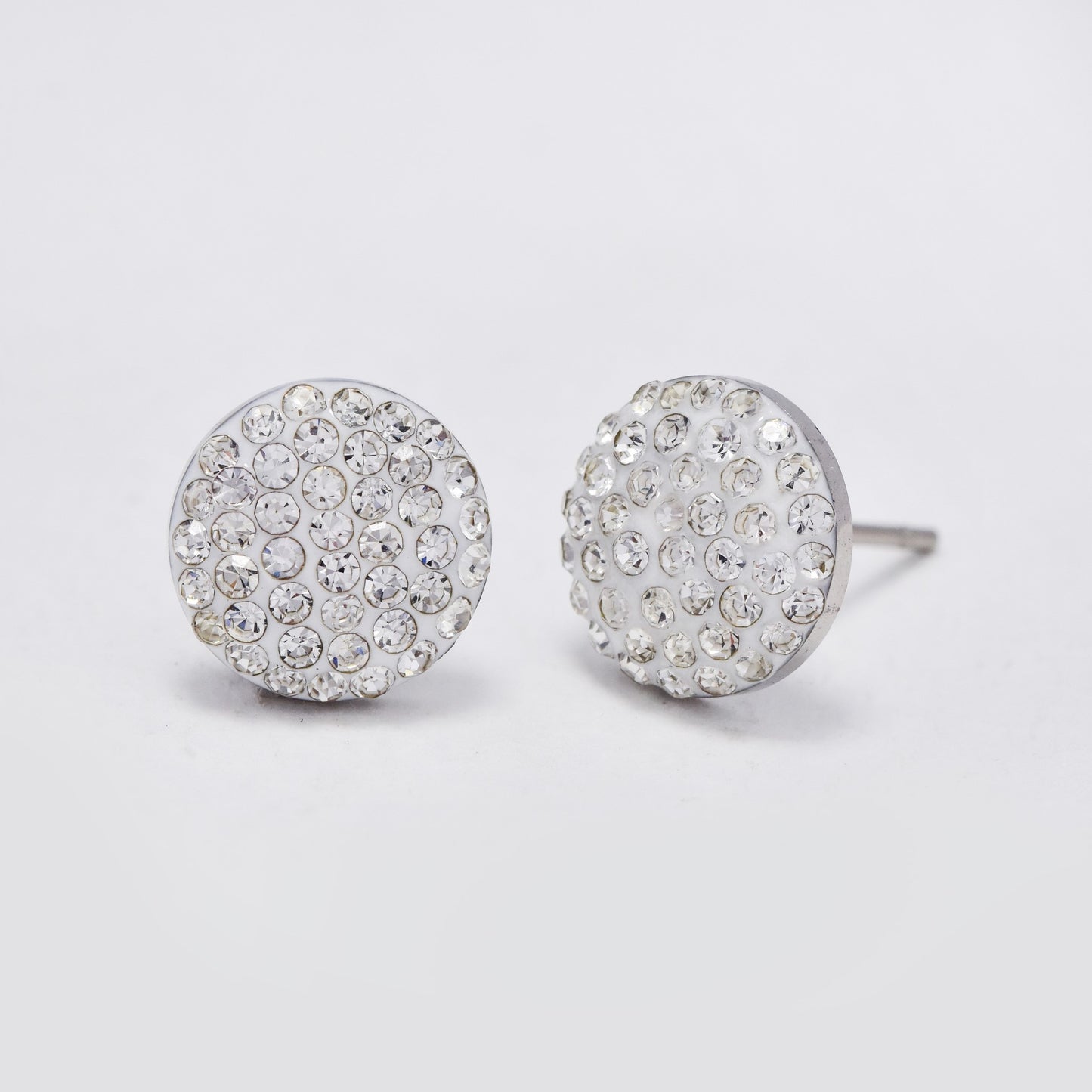 Stainless steel round cz stud earrings - ABSSE157i