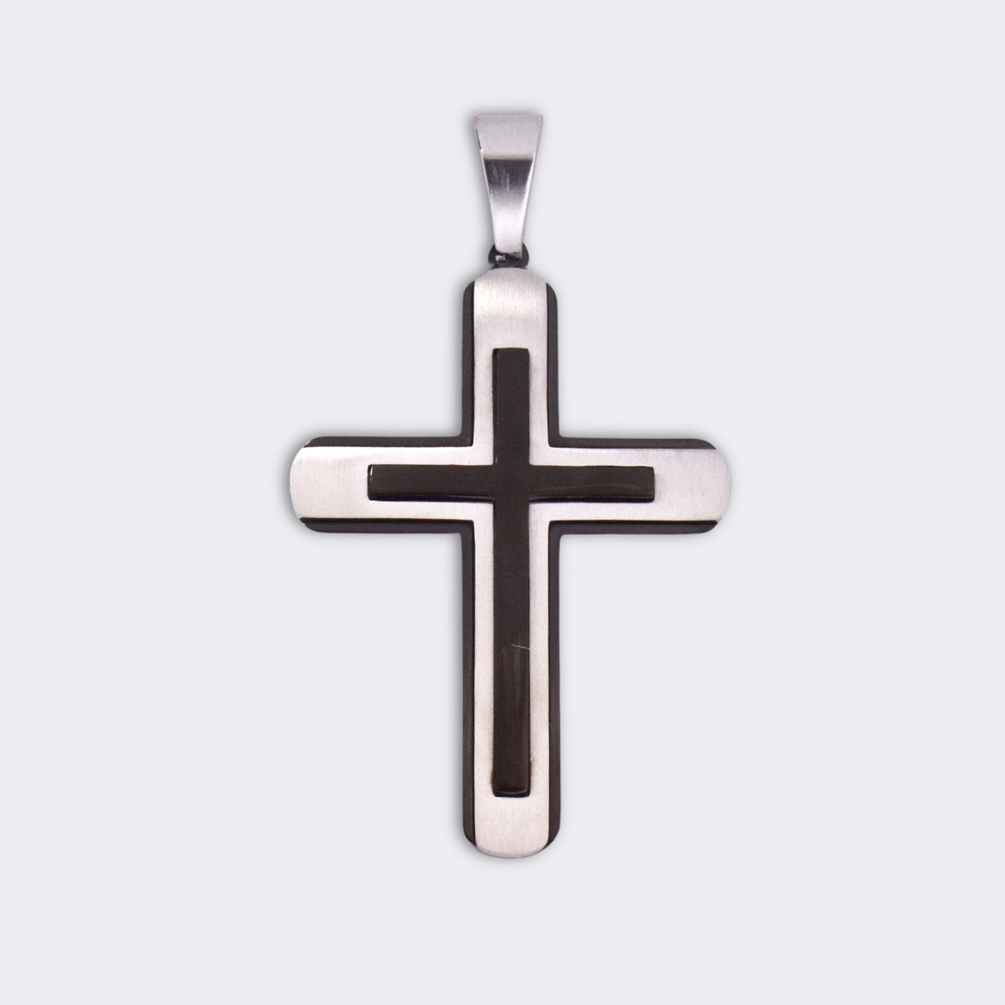 ABSSP308 - Steel two tone cross pendant
