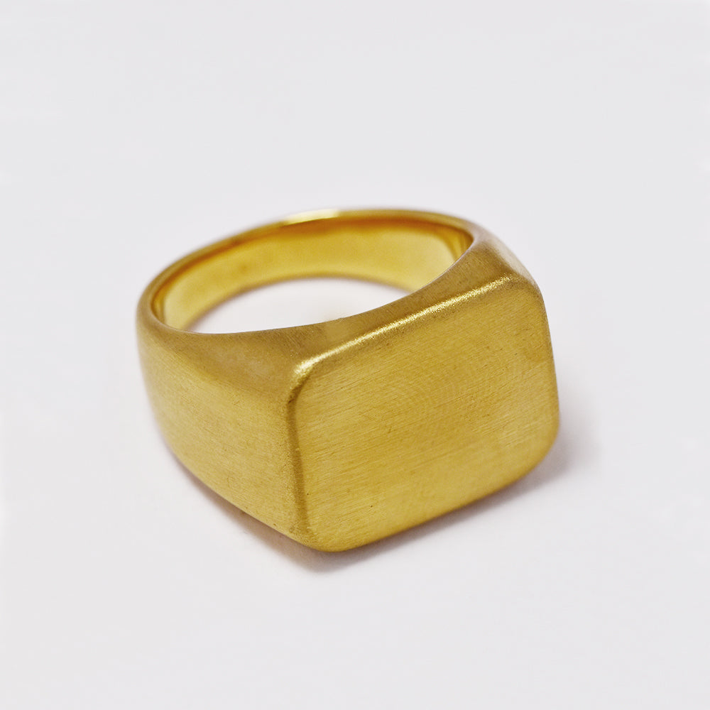 Stainless steel matte rectangle signet ring - ABSSR233