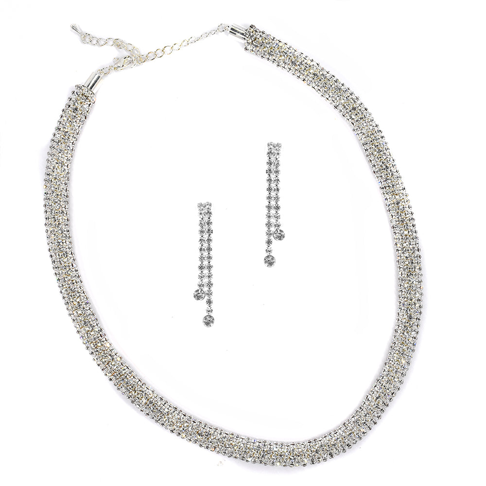 Fashion crystal rope necklace and earrings statement Set - ABST1139