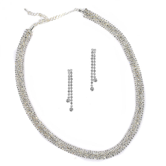 Fashion crystal rope necklace and earrings statement Set