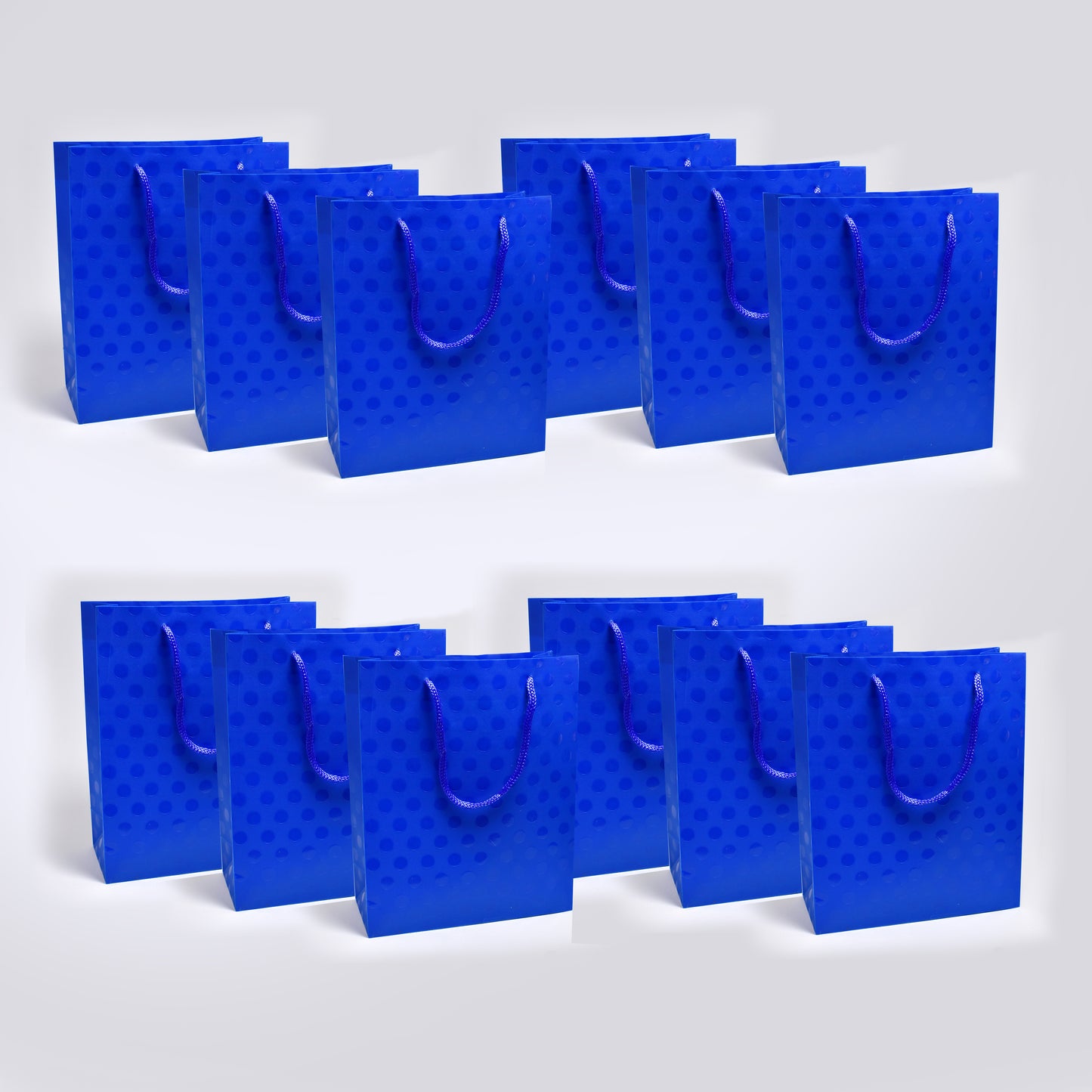 12 Pack Blue dotted 22 x 18cm gift bag - BAG6