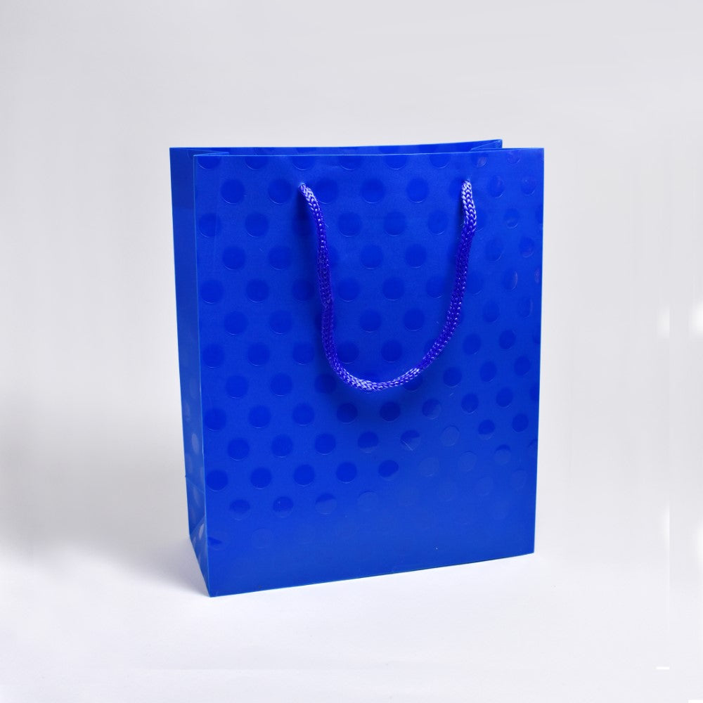 12 Pack Blue dotted 22 x 18cm gift bag - BAG6