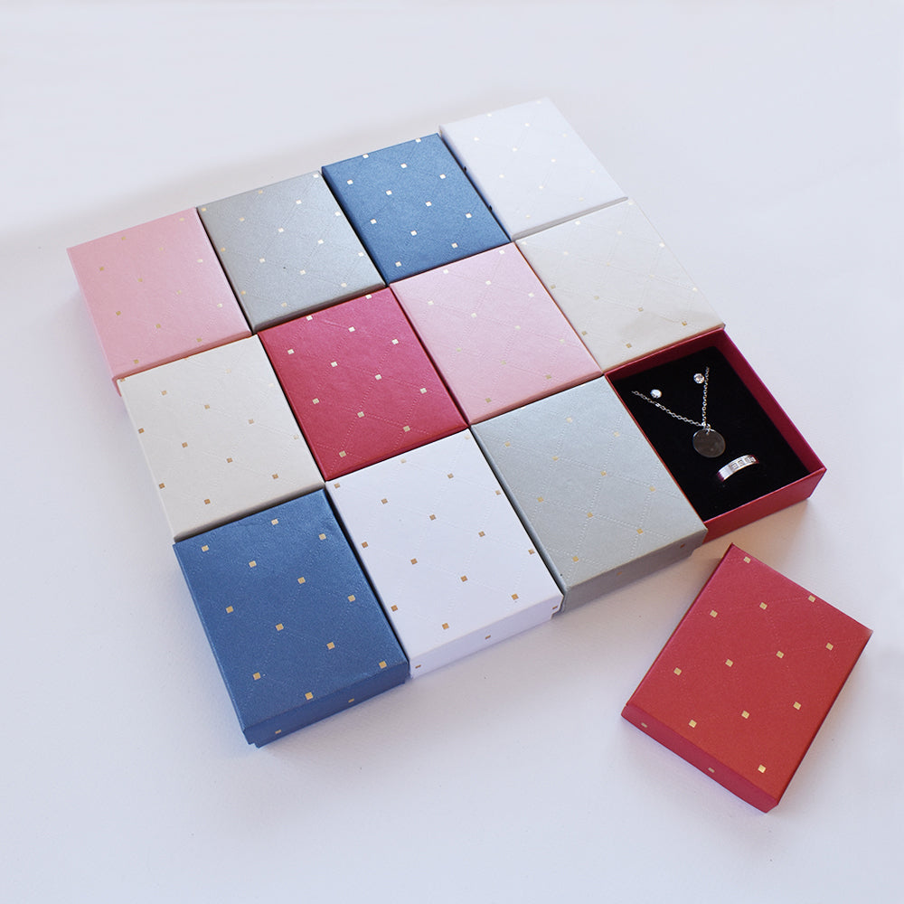 12 Pack 7cm x 9cm multi colour jewellery gift box - BOX10
