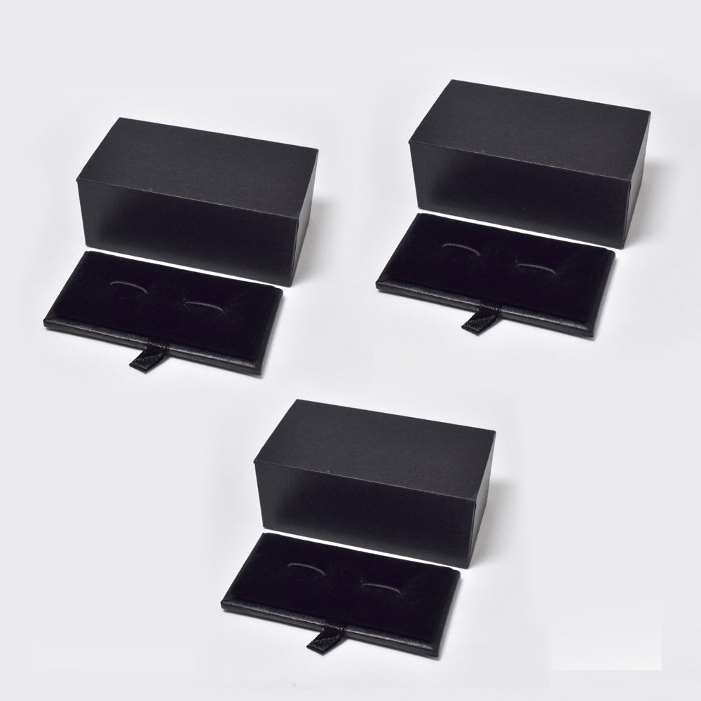 3 Pack black cufflink box - BOX12