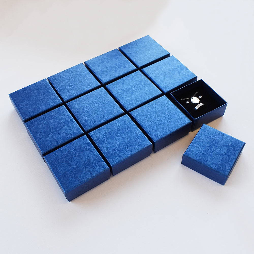 24 Pack shiny blue 7.5cm x 7.5cm jewellery gift box - BOX8