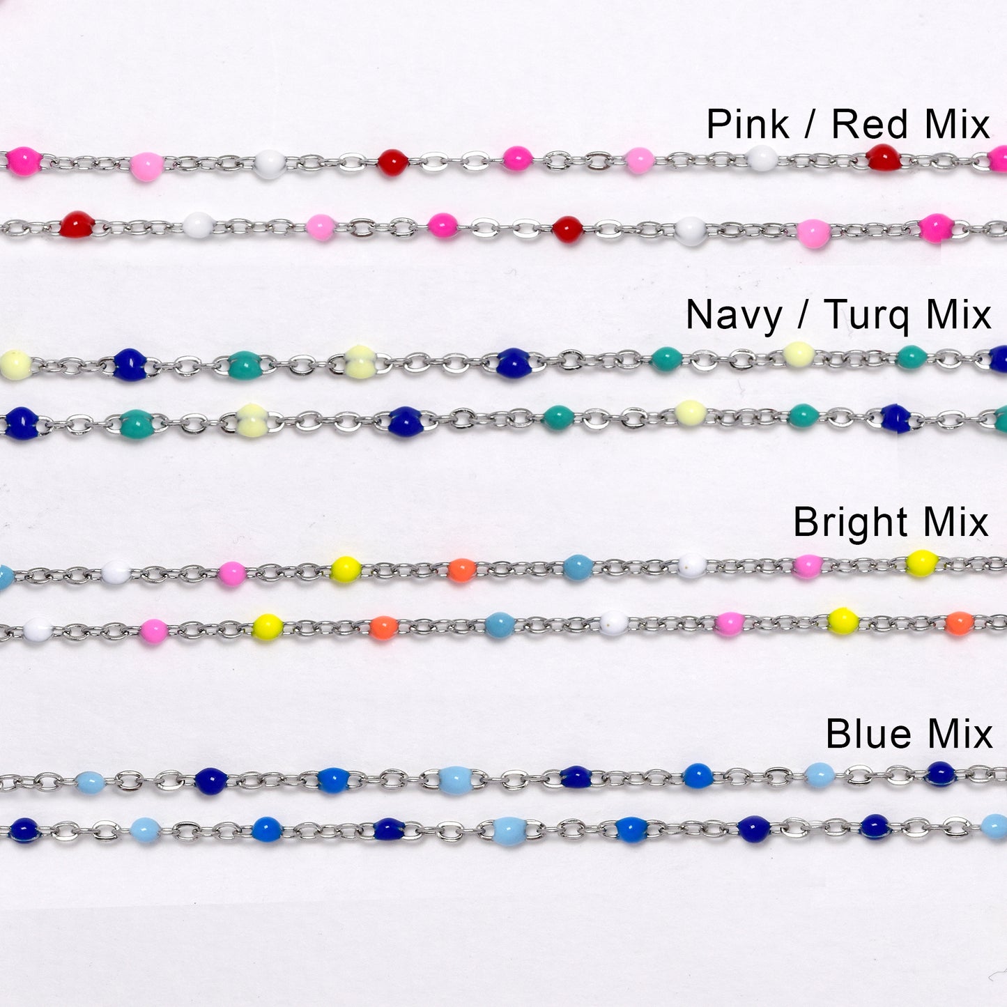 2 Pack stainless steel colour enamel beads bracelet 16+4cm - SSYB4930