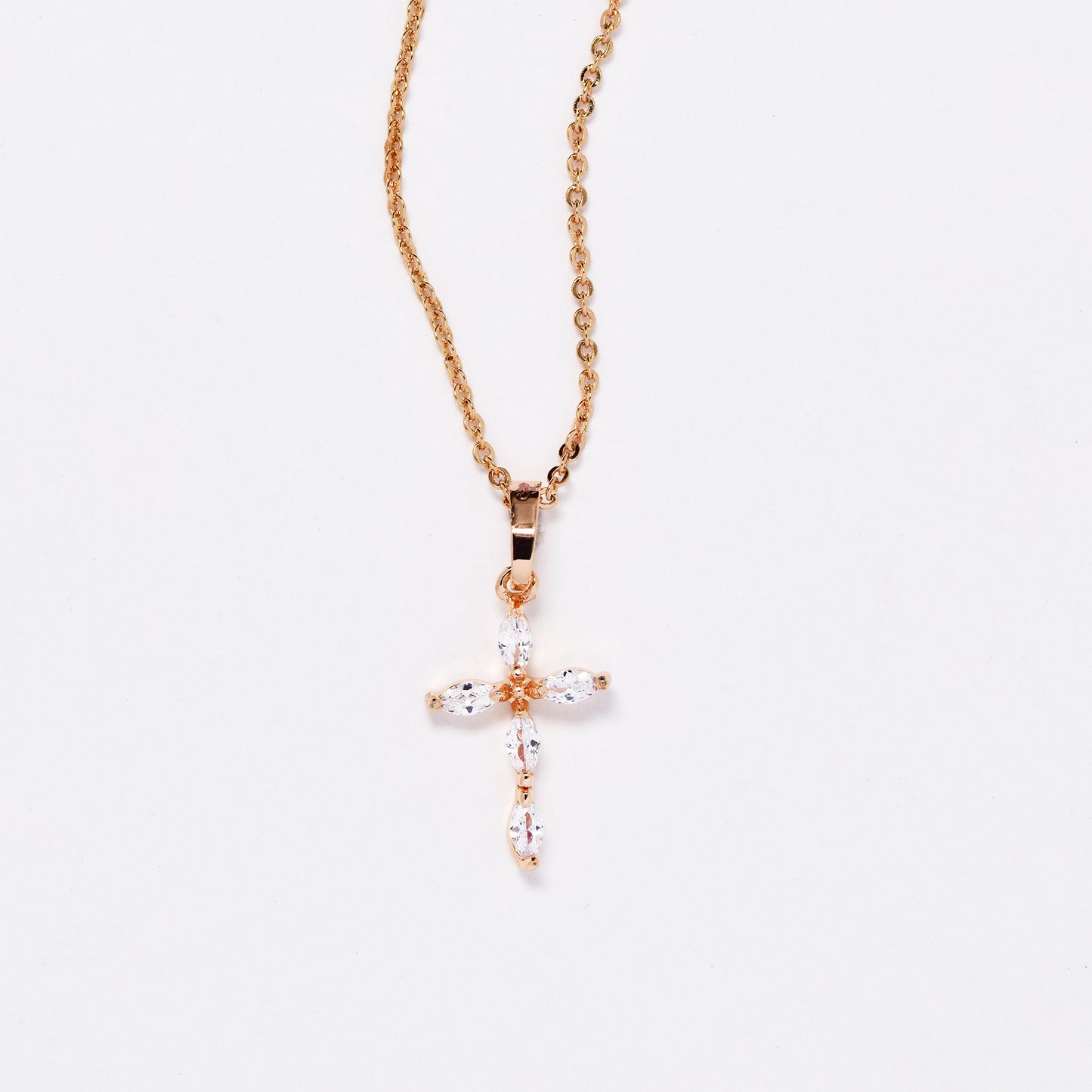 CZMP3117 - Premium 18mm x 11mm dainty CZ cross necklace