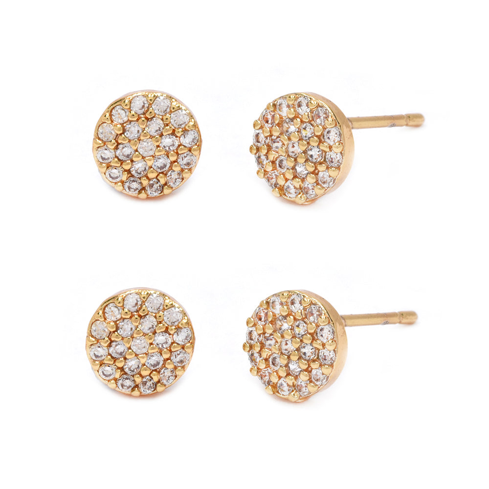 CZMPK2867 - 2 Pack Brass 6mm round cluster CZ stud earrings