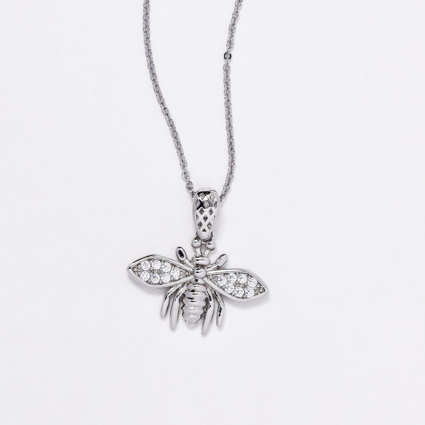 CZMST3131 - Premium brass 45cm x 1mm CZ bee necklace & earrings set