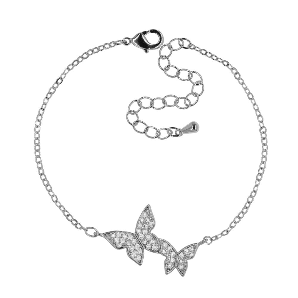 Premium cubic zirconia butterfly bracelet Length : 16cm + 5cm extension chain charm: length: 23mm x width : 17mm