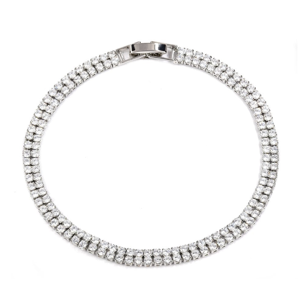 CZYB4510 - Brass 2 row cubic zirconia tennis bracelet