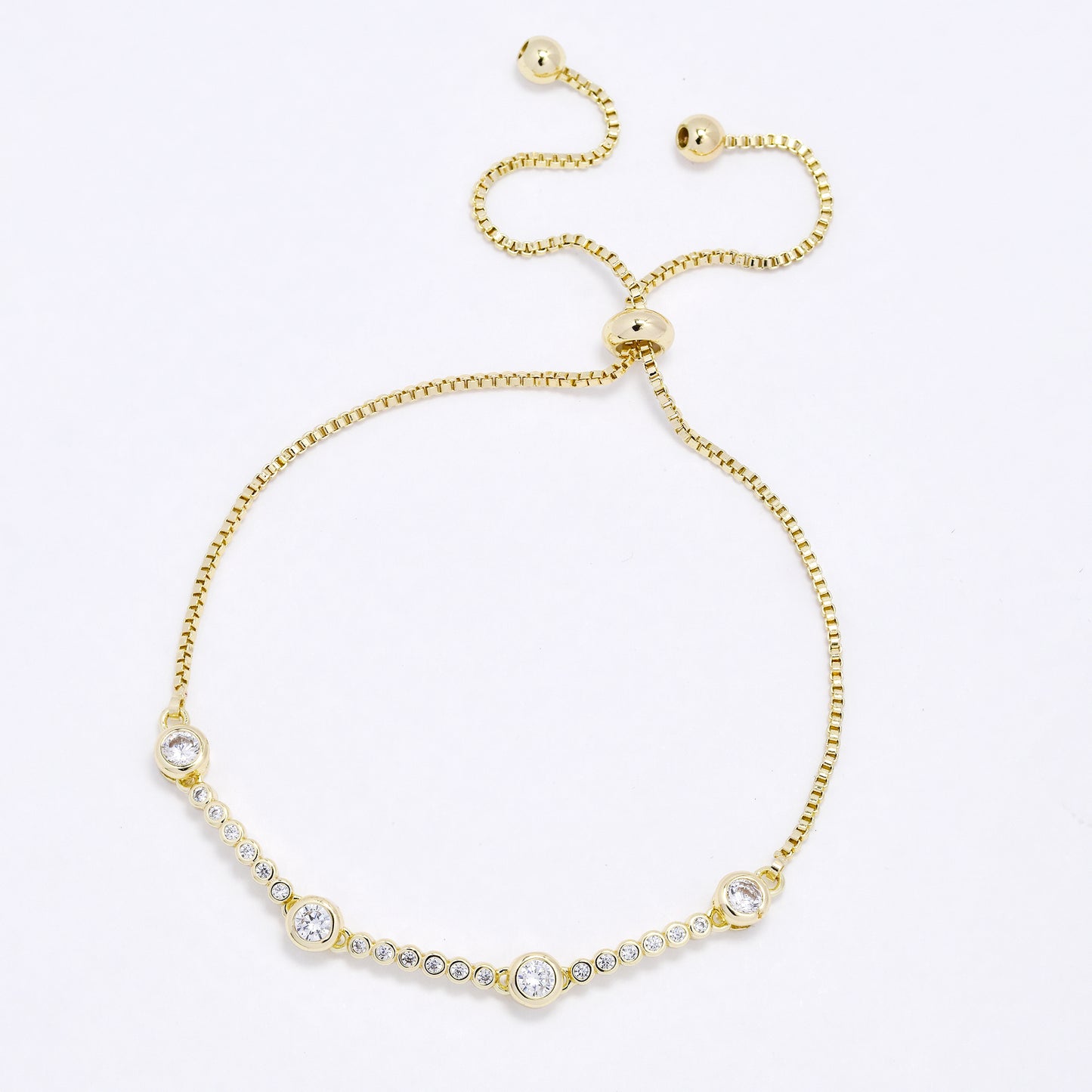 CZYB6165 - Premium brass CZ pull-through bracelet