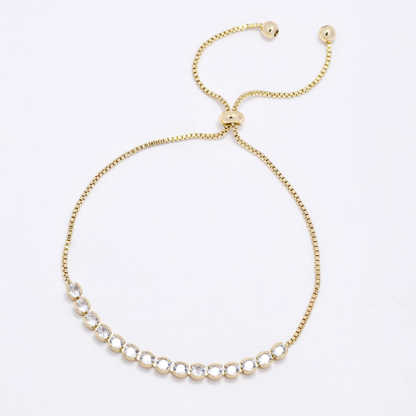 CZYB6166 - Premium brass CZ pull-through bracelet - tennis