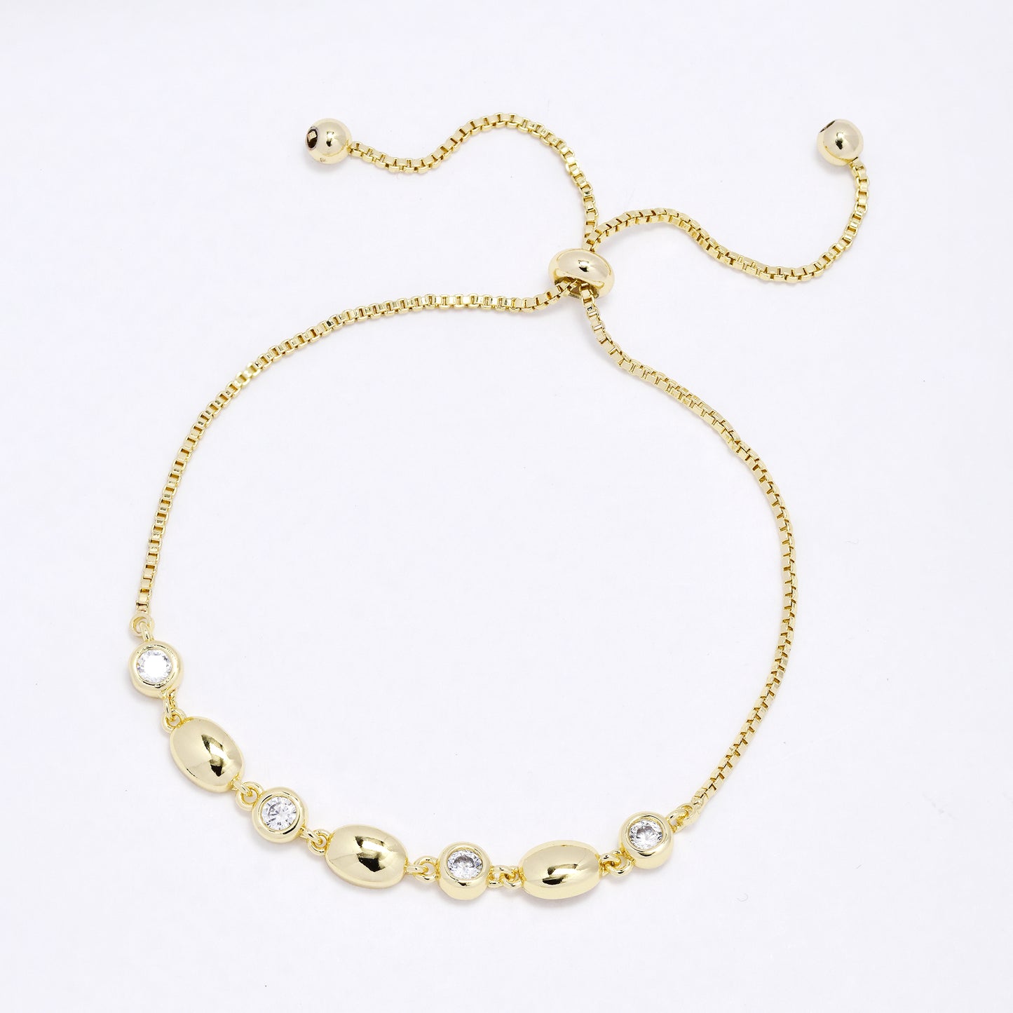 CZYB6168 - Premium brass CZ pull-through bracelet