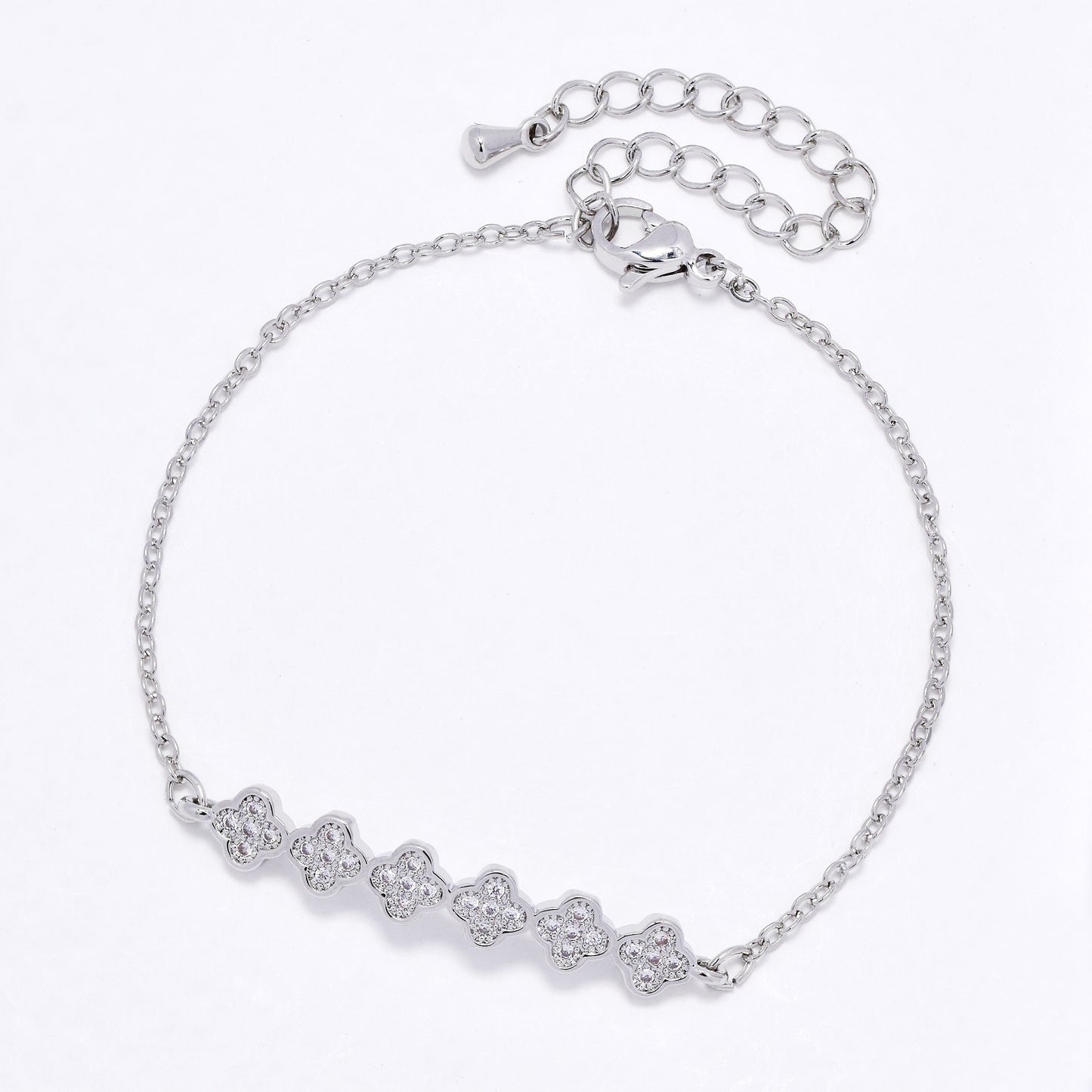 CZYB6185 - Premium brass CZ small flowers bracelet