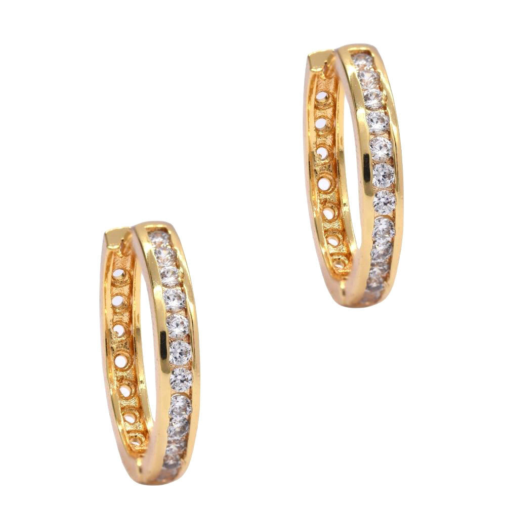 Premium cubic zirconia 18 mm single row huggie earring - CZYE3765A