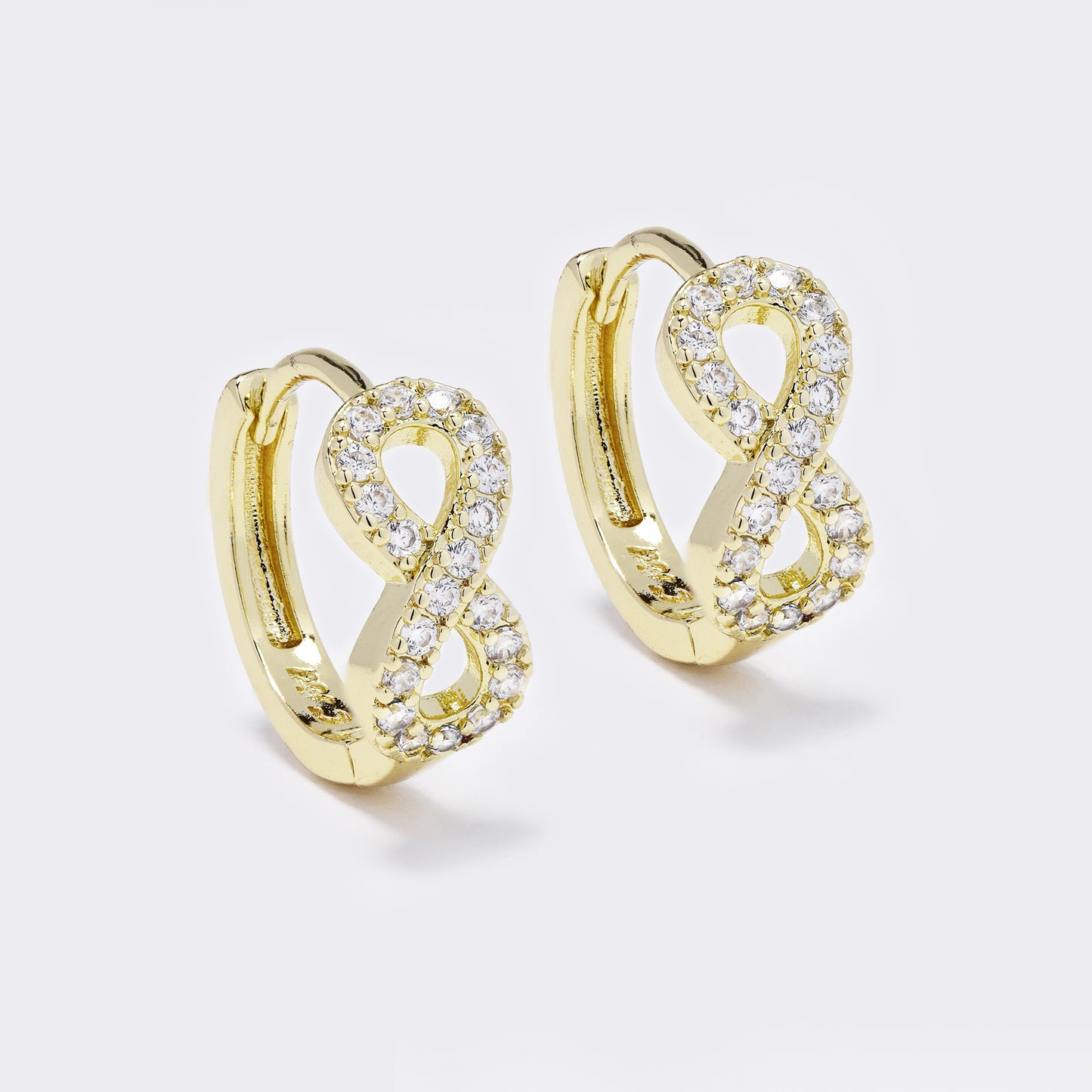 CZYE5679 - Premium brass gold plated CZ infinity hoop earrings