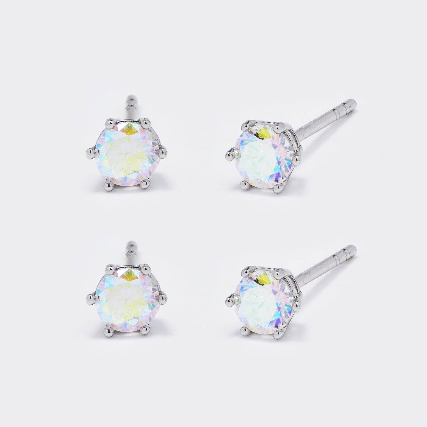 CZYE5775 - 2 Pack premium brass 4mm round CZ stud earrings
