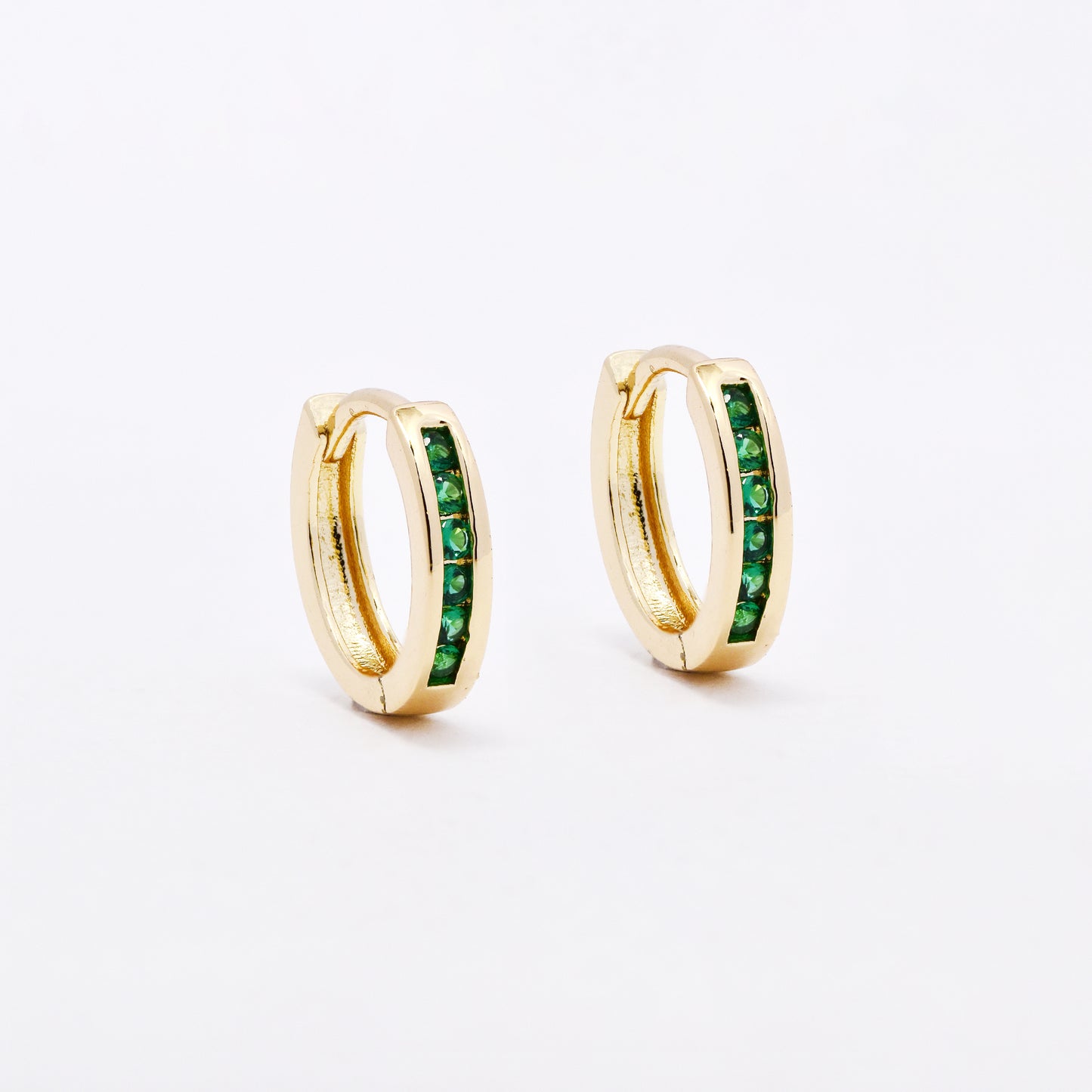 CZYE6603 - Premium 13.5mm x 2.5mm green CZ hoops