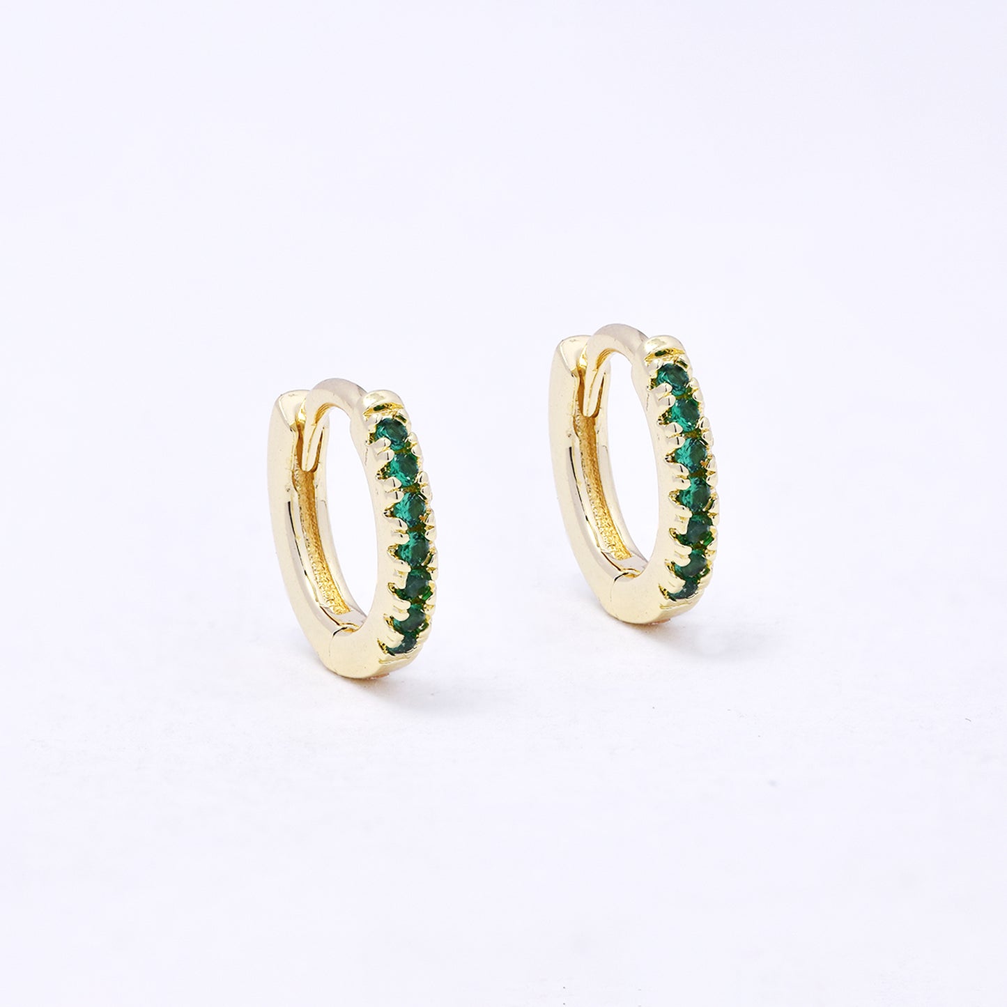 CZYE7226 - Premium brass 11mm x 2mm colour CZ hoop earring