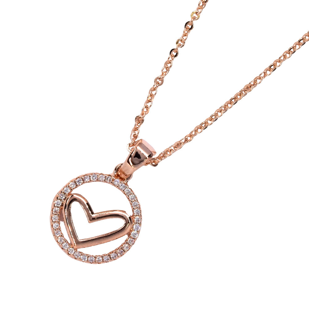 Premium cubic zirconia framed cutout heart necklace