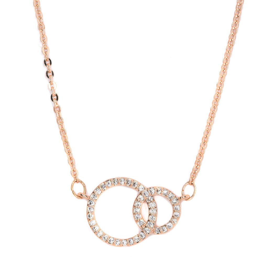 Premium rose gold cubic zirconia round linked necklace