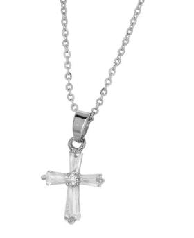 CZYN3733 - Premium brass cubic zirconia cross pendant necklace