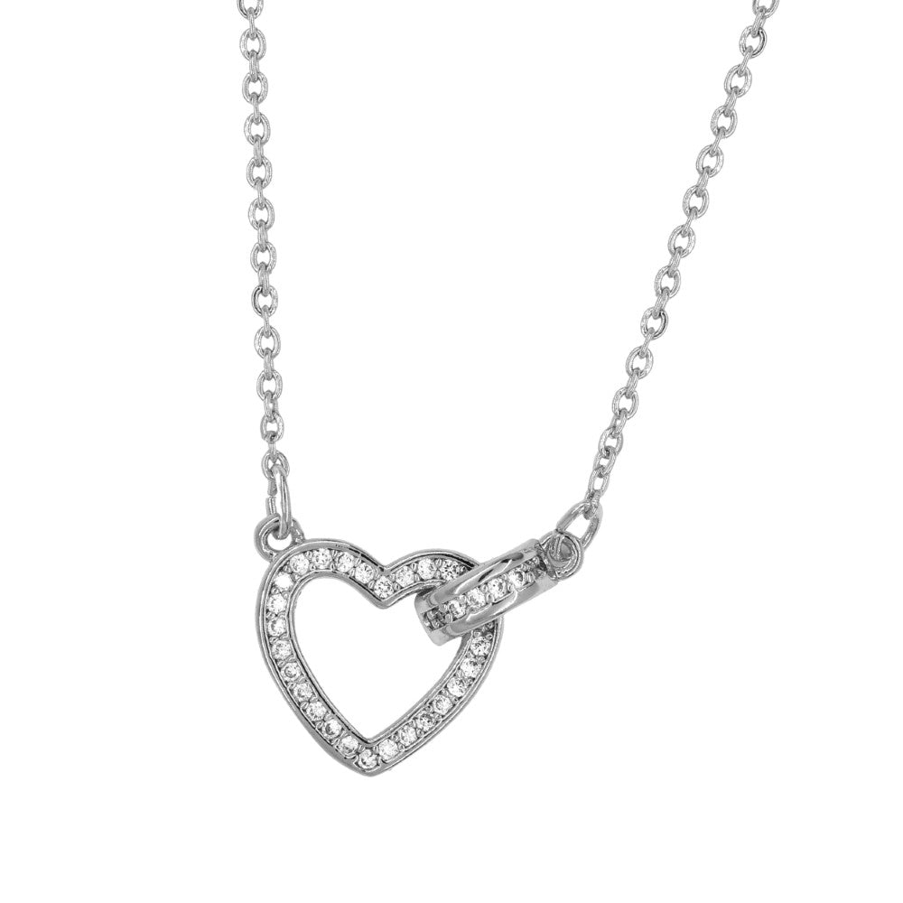 Premium cubic zirconia heart and bar necklace