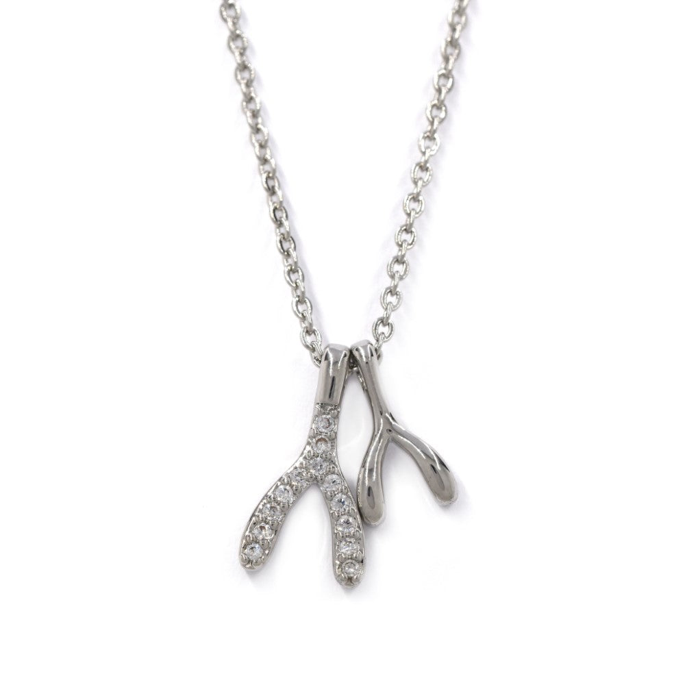 Premium Double wishbone silver necklace