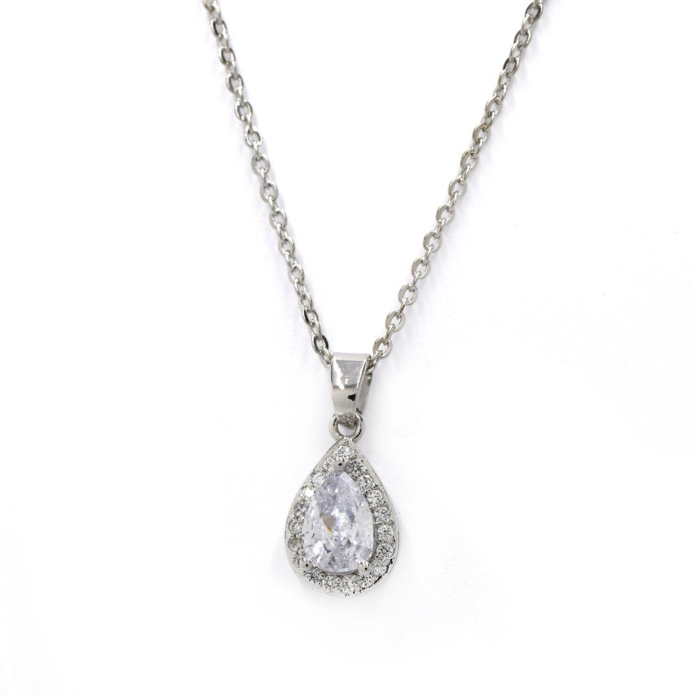 Premium cubic zirconia teardrop framed necklace