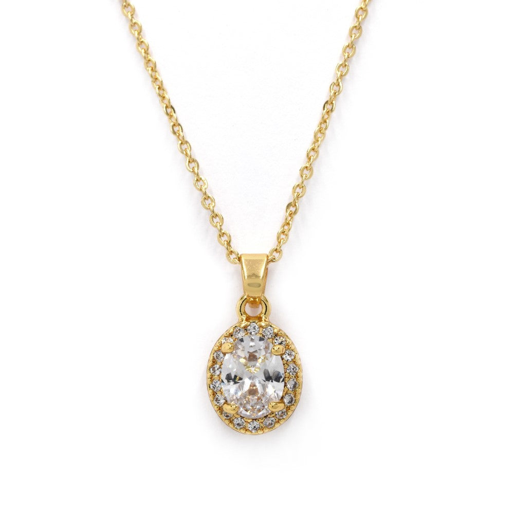 Premium cubic zirconia oval framed necklace