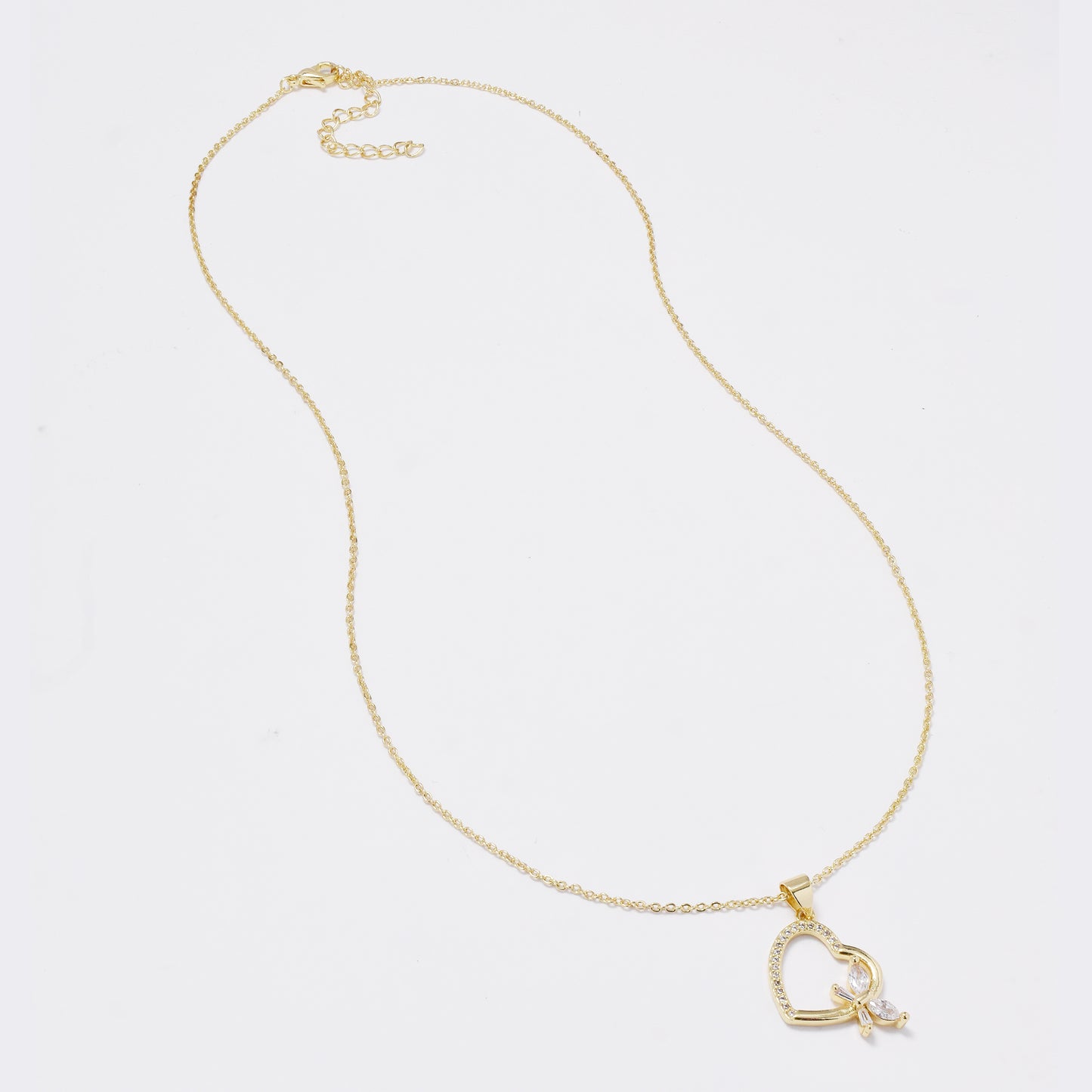 CZYN4591A - Fashion CZ butterfly heart necklace