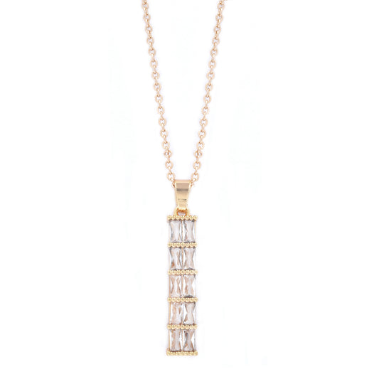 Premium cubic zirconia vertical bar pendant necklace