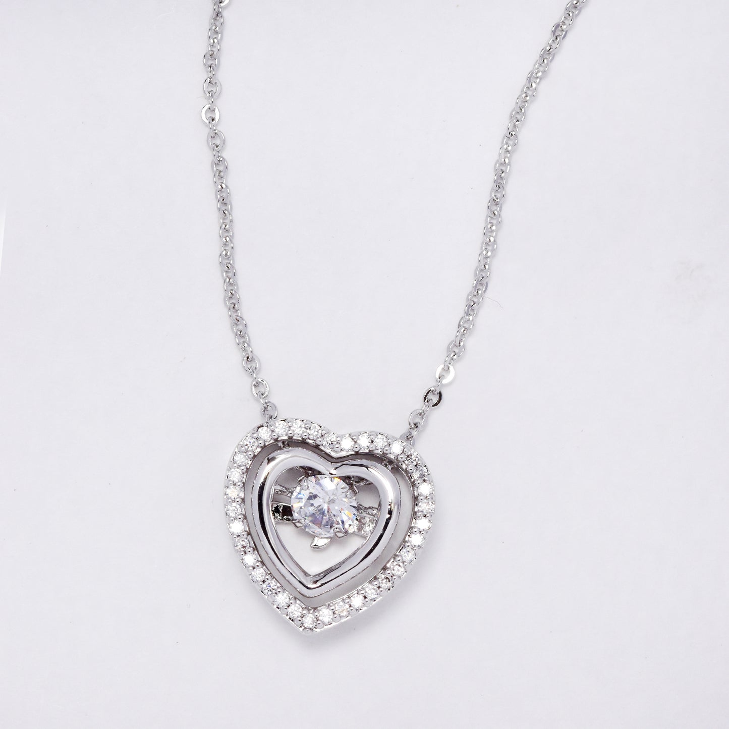 Premium silver cubic zirconia heart necklace