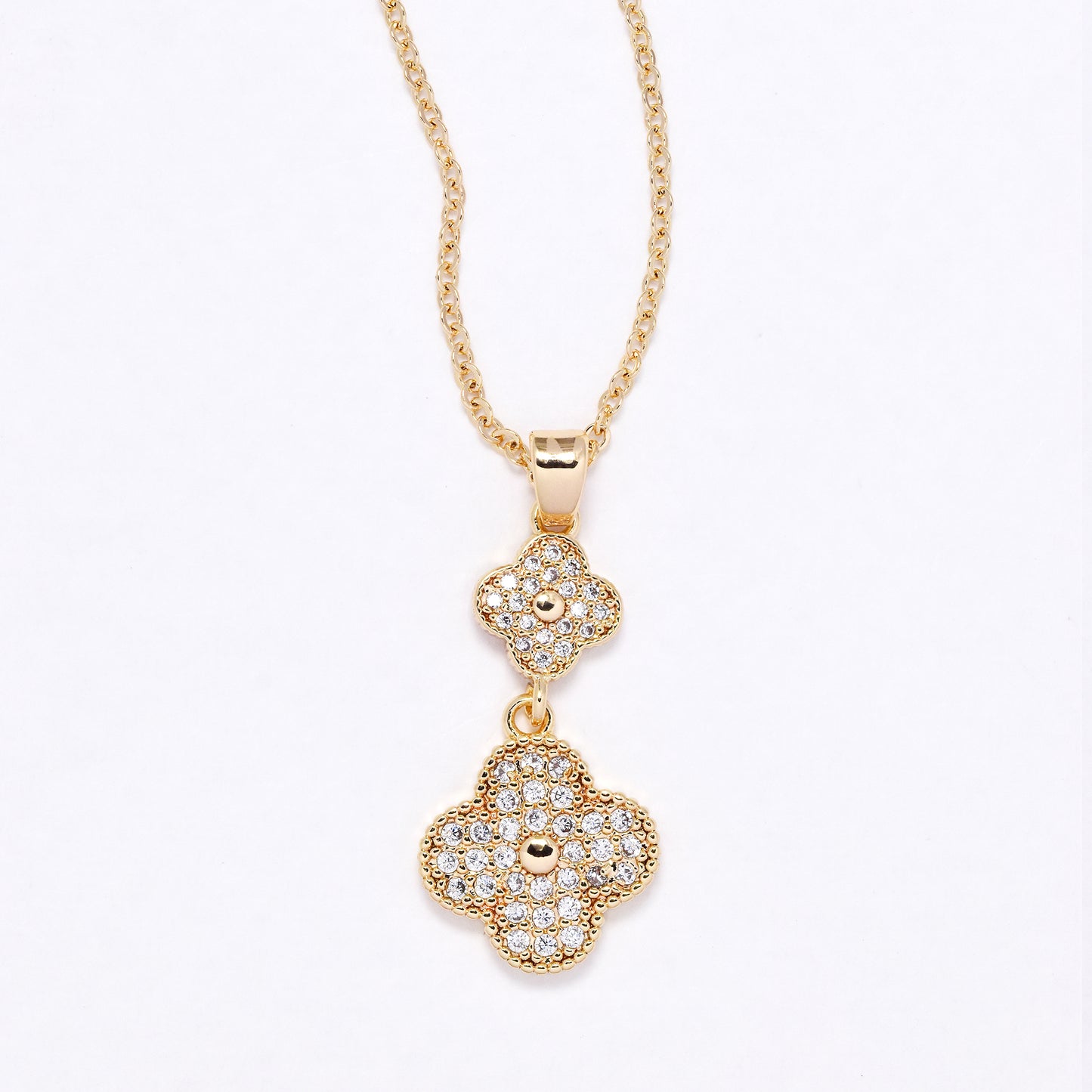CZYN6174 - CZ double flower necklace