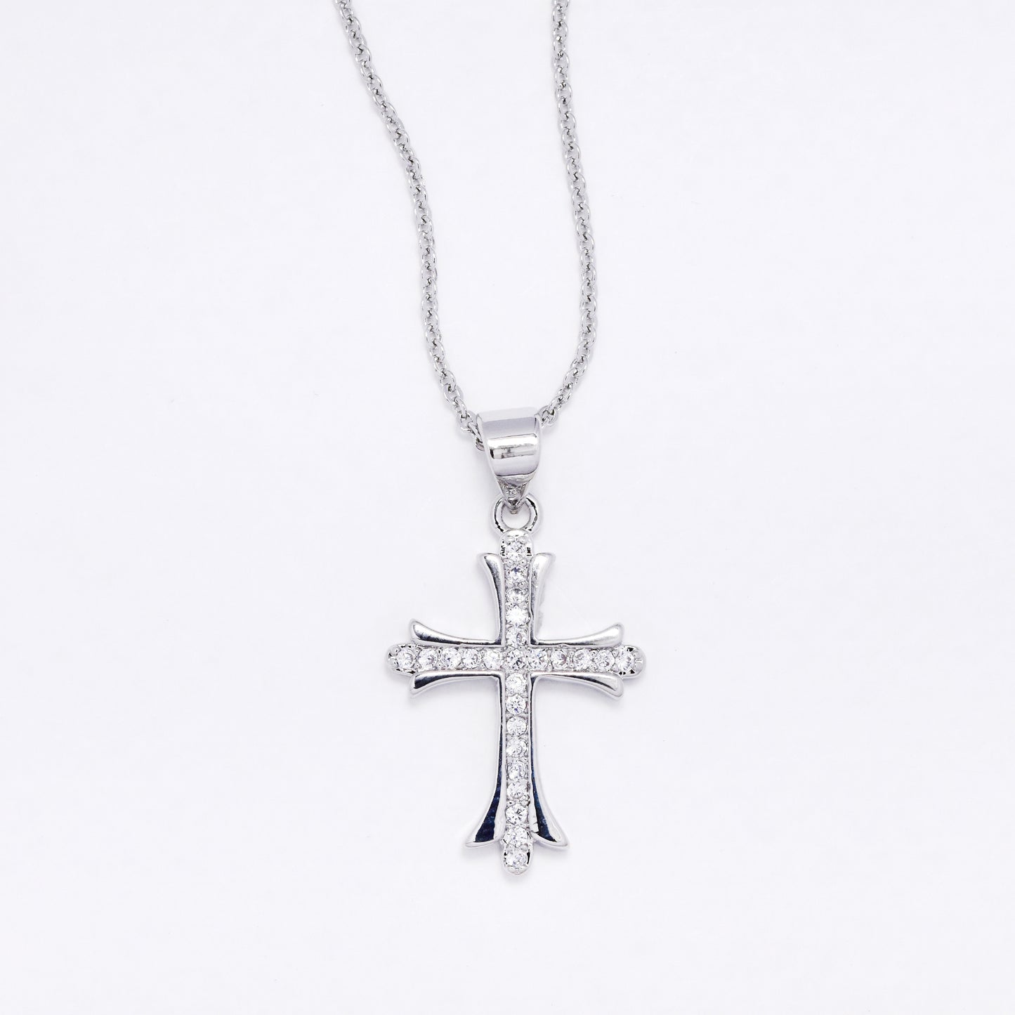 CZYN6176 - CZ pointy cross necklace