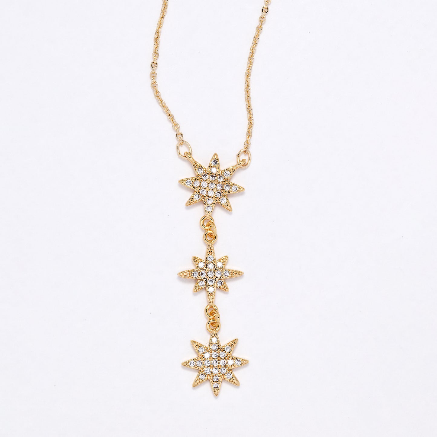 CZYN6181 - CZ 3 star drop necklace