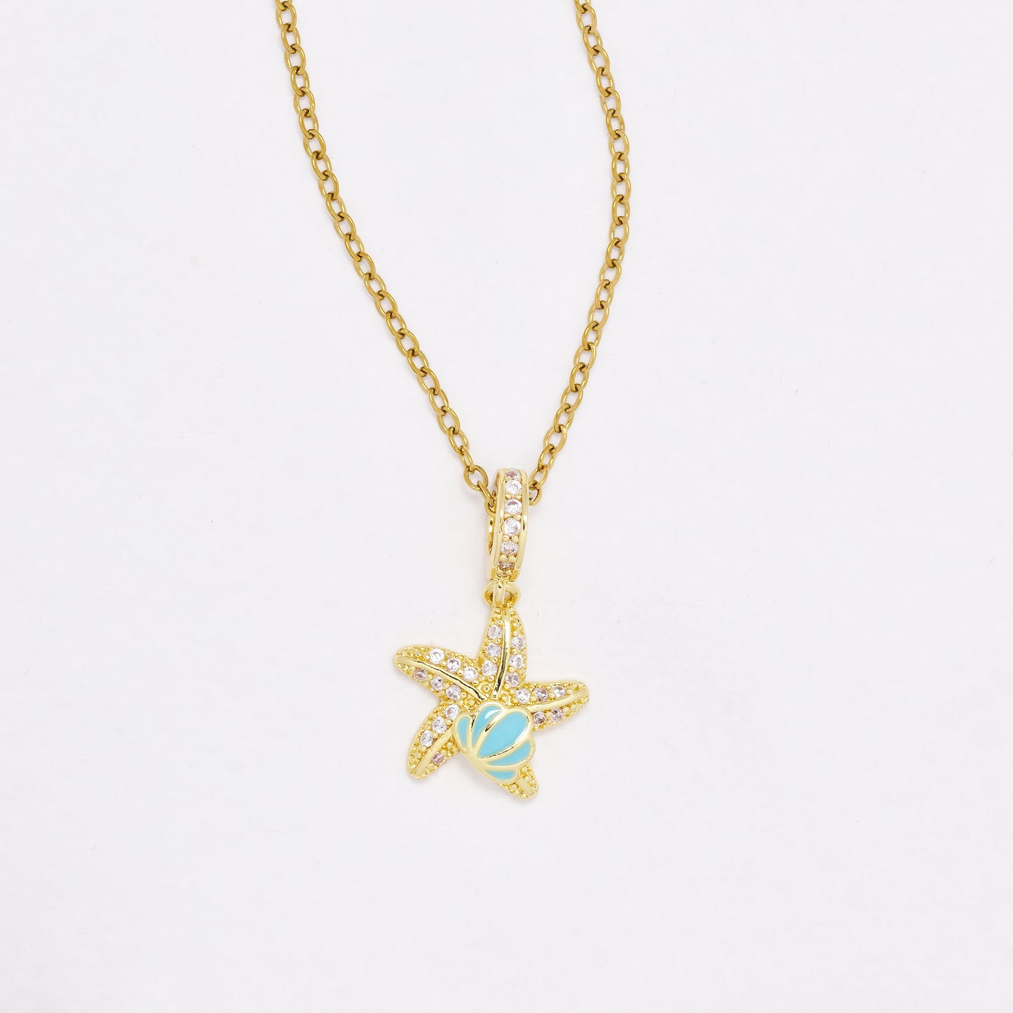 CZYN6467 - Premium 40cm + 5cm CZ starfish necklace