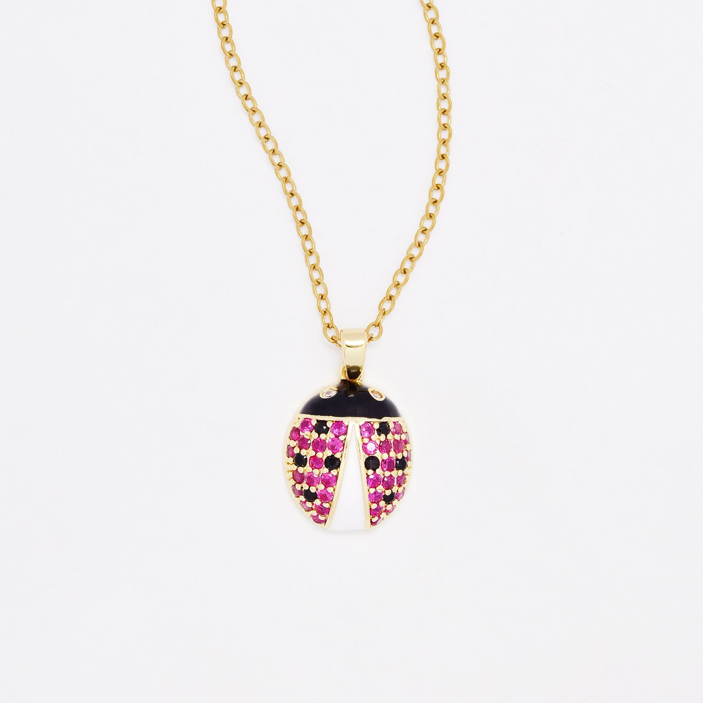 CZYN6472 - Premium 40cm + 5cm CZ ladybug necklace