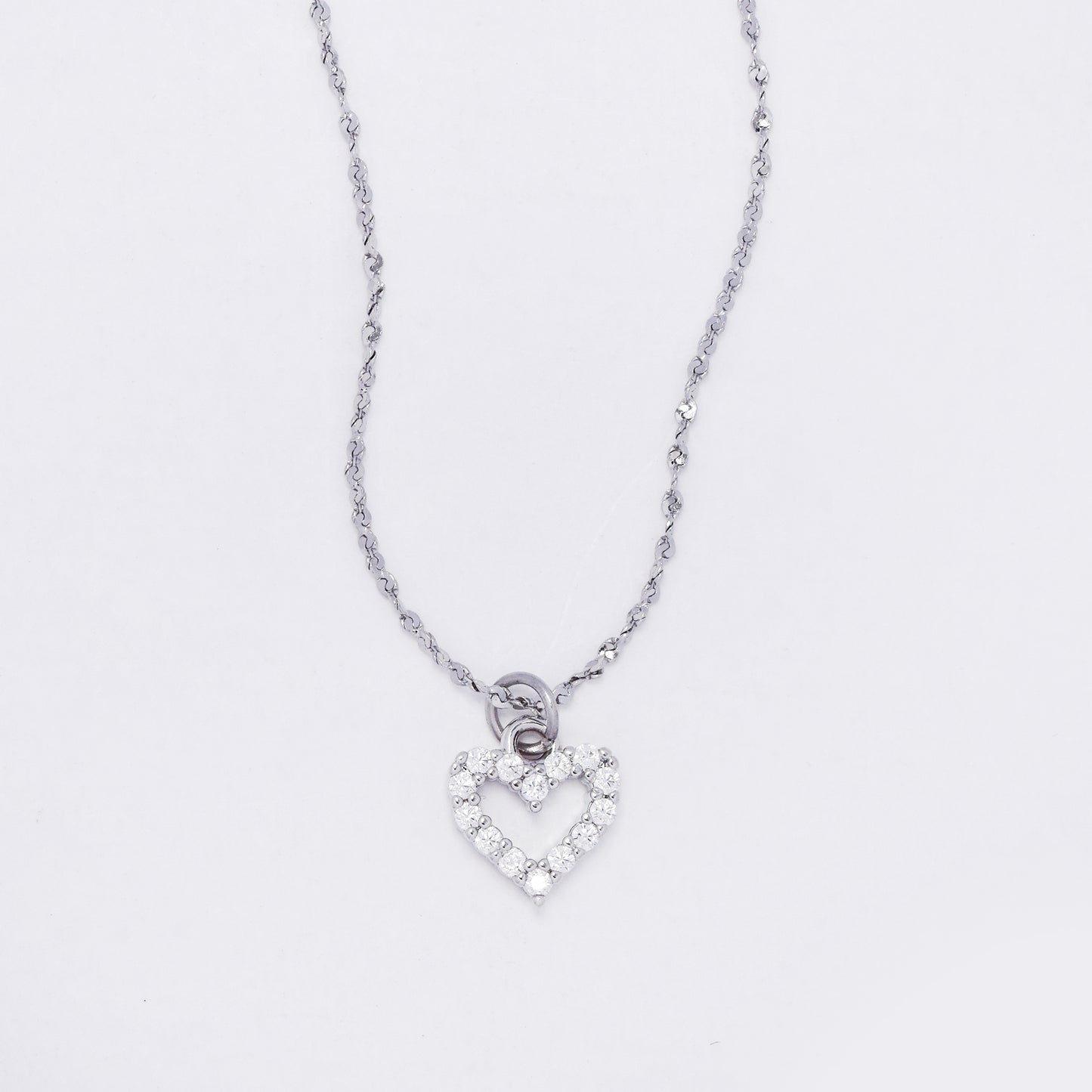 CZYN7340 - Premium brass 41cm + 4.5cm cutout CZ heart necklace