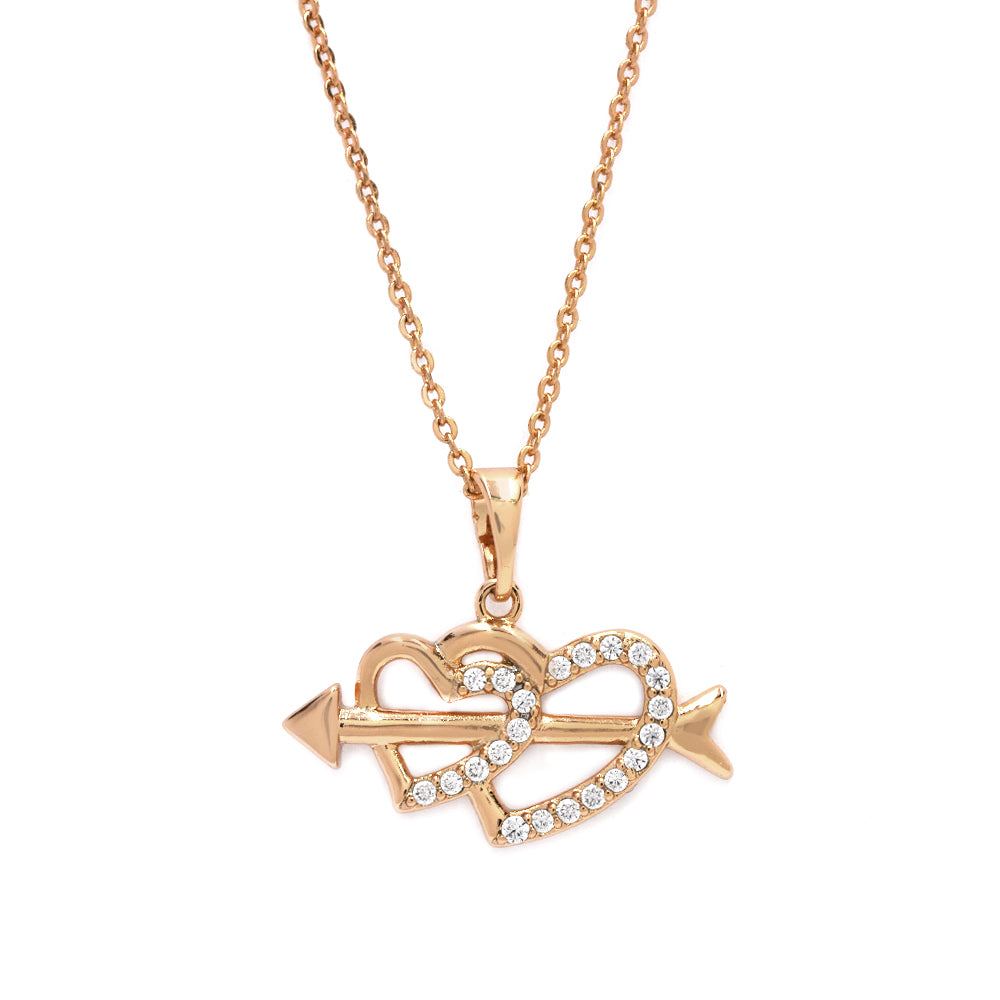 Premium double heart & arrow pendant in cubic zirconia