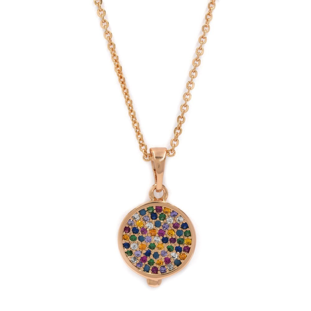 Premium multicolour CZ disk necklace - CZYP4503